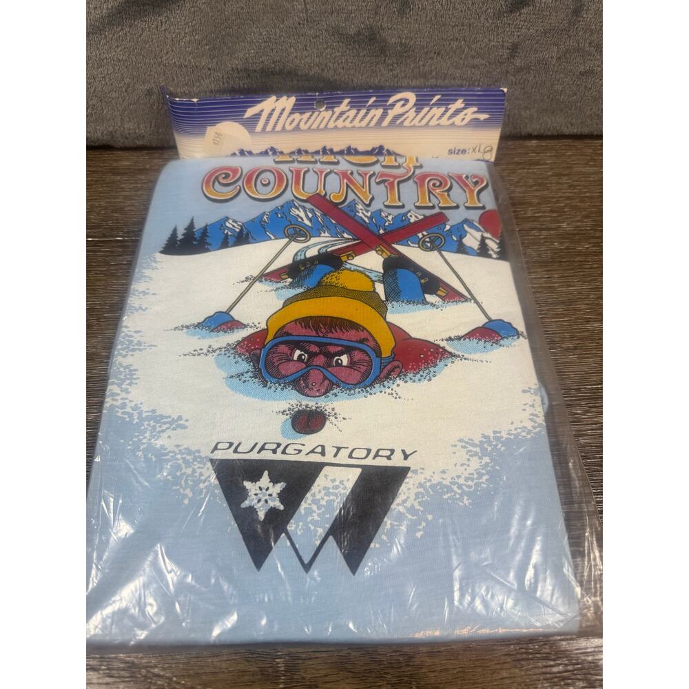 NIB Sealed VTG 1982 Ski The High Country Purgatory Single Stitch T Shirt XL BLUE